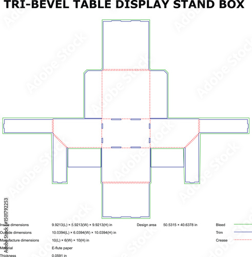 Tri bevel tabletop display stand box template design