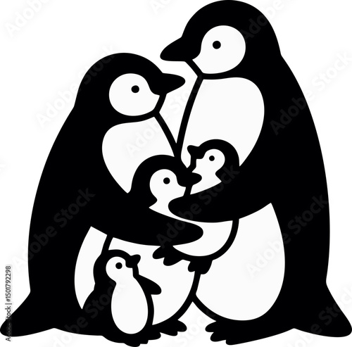penguin family vector illustration