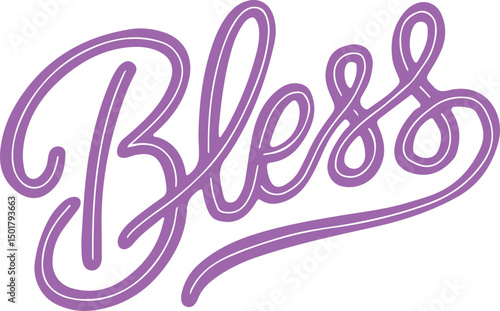 Purple Bless Hand Lettering.
