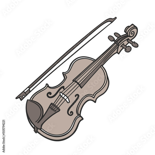 Vector Illustration of Musical Instrument Violin.