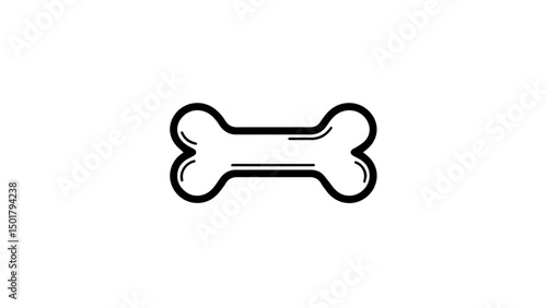 Creative bone design for playful pets, perfect for toys or designs, showcasing a simple yet charming shape in black and white for maximum appeal