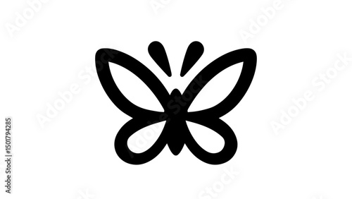 Vibrant butterfly silhouette gliding gracefully against a minimalist backdrop in a serene garden setting