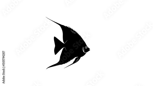 Graceful black fish gracefully gliding through an abstract underwater realm filled with mystery and elegance