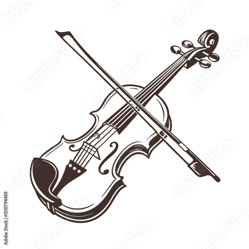 Violin Silhouette Vector isolated on white