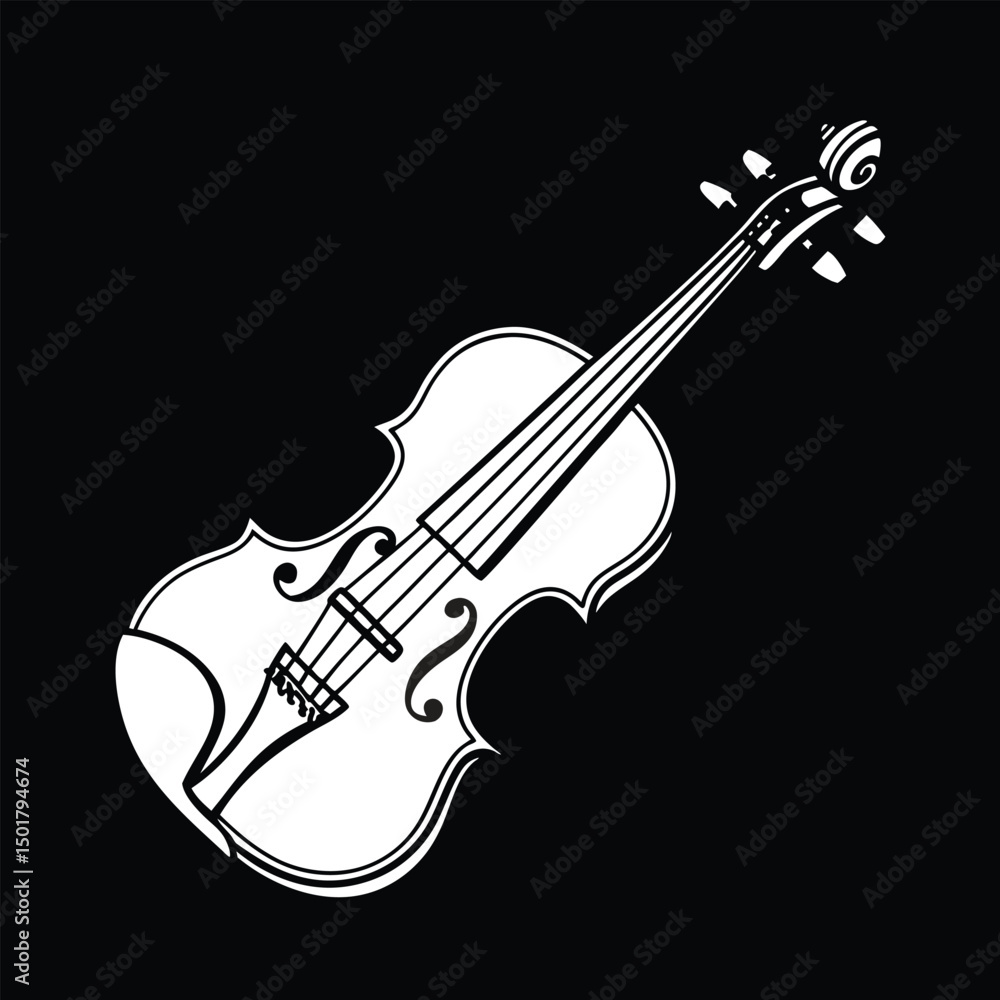 Obraz premium Violin Silhouette Vector isolated on white