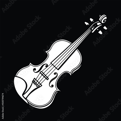 Violin Silhouette Vector isolated on white