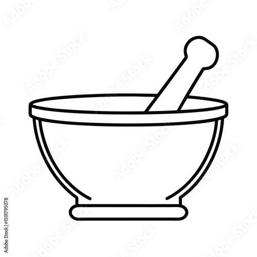 mortar and pestle kitchen vector