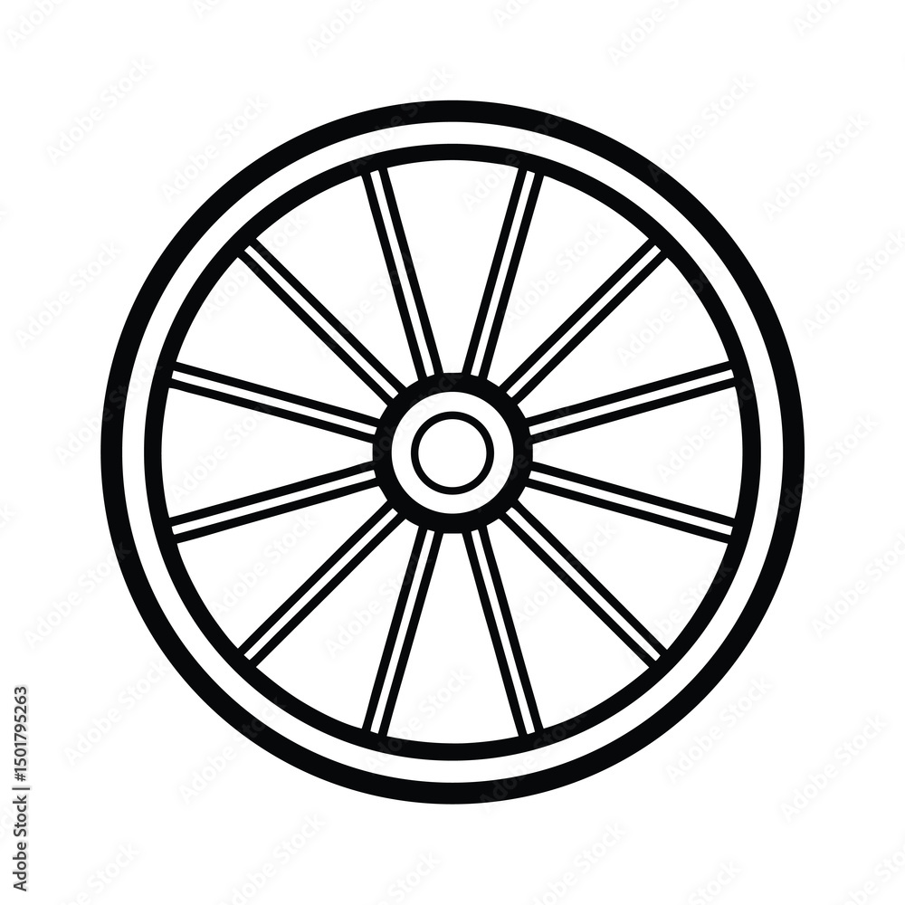 Fototapeta premium old west wagon wheel vector illustration 
