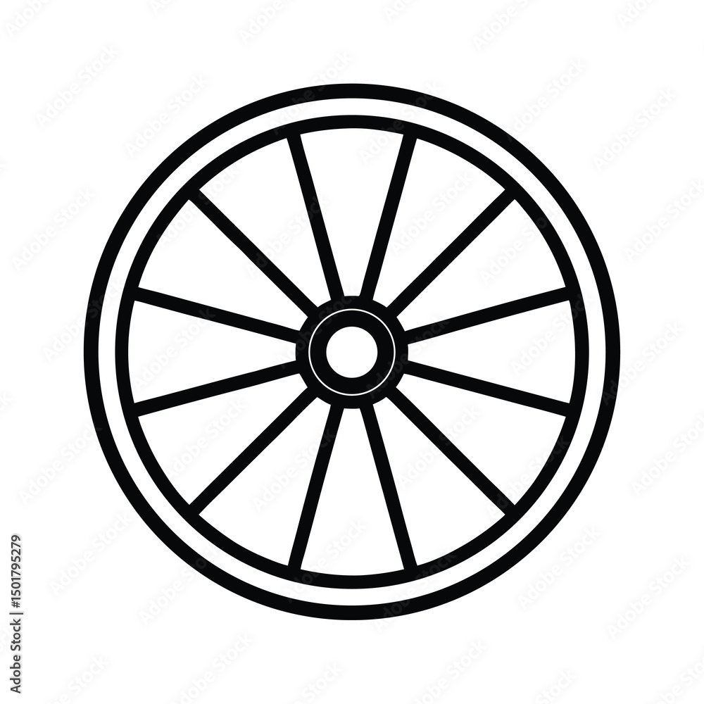 Fototapeta premium old west wagon wheel vector llustration
