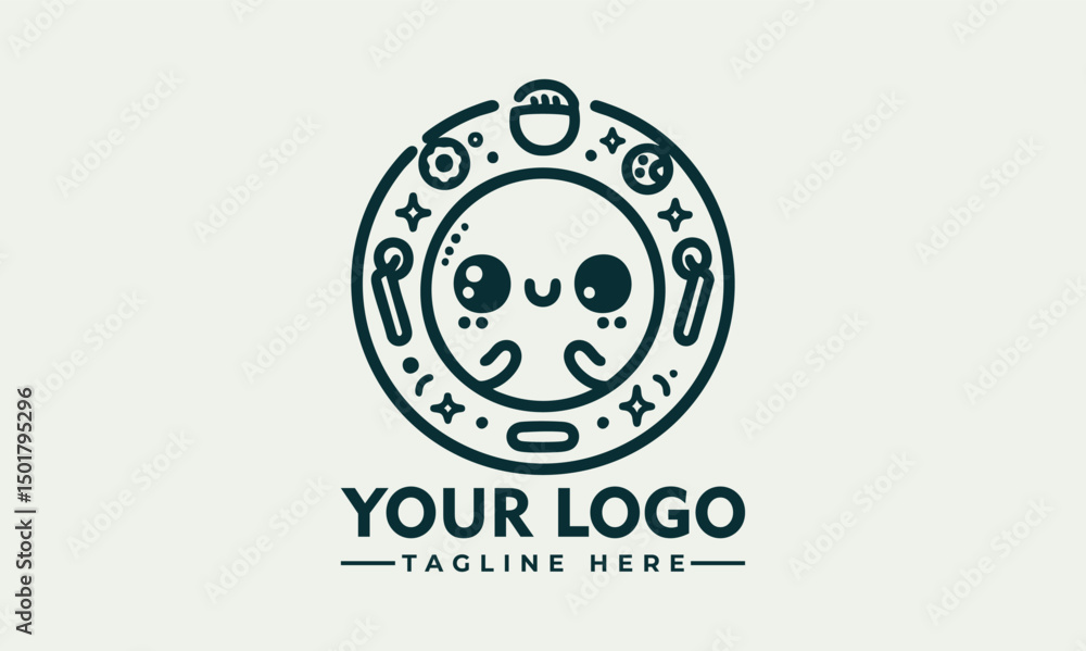 Obraz premium Cute chibi cartoon cat character with sparkling star eyes and adorable expression in kawaii illustration. Character concept