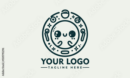 Cute chibi cartoon cat character with sparkling star eyes and adorable expression in kawaii illustration. Character concept
