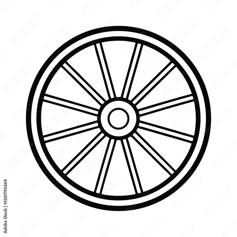 Fototapeta premium old west wagon wheel vector llustration