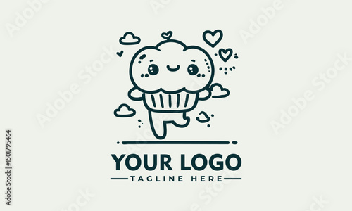 Cute chibi cartoon cat character with sparkling star eyes and adorable expression in kawaii illustration. Character concept
