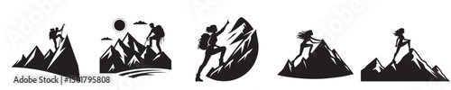 vector silhouette of mountain climber