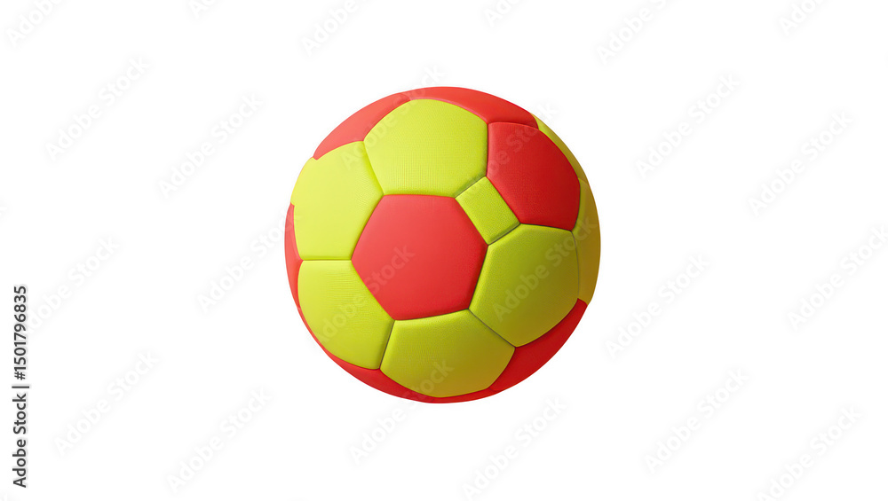 Fototapeta premium Red and yellow soccer ball isolated on transparent background