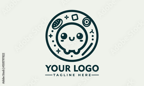 Cute chibi cartoon cat character with sparkling star eyes and adorable expression in kawaii illustration. Character concept
