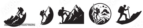 vector silhouette of mountain climber
