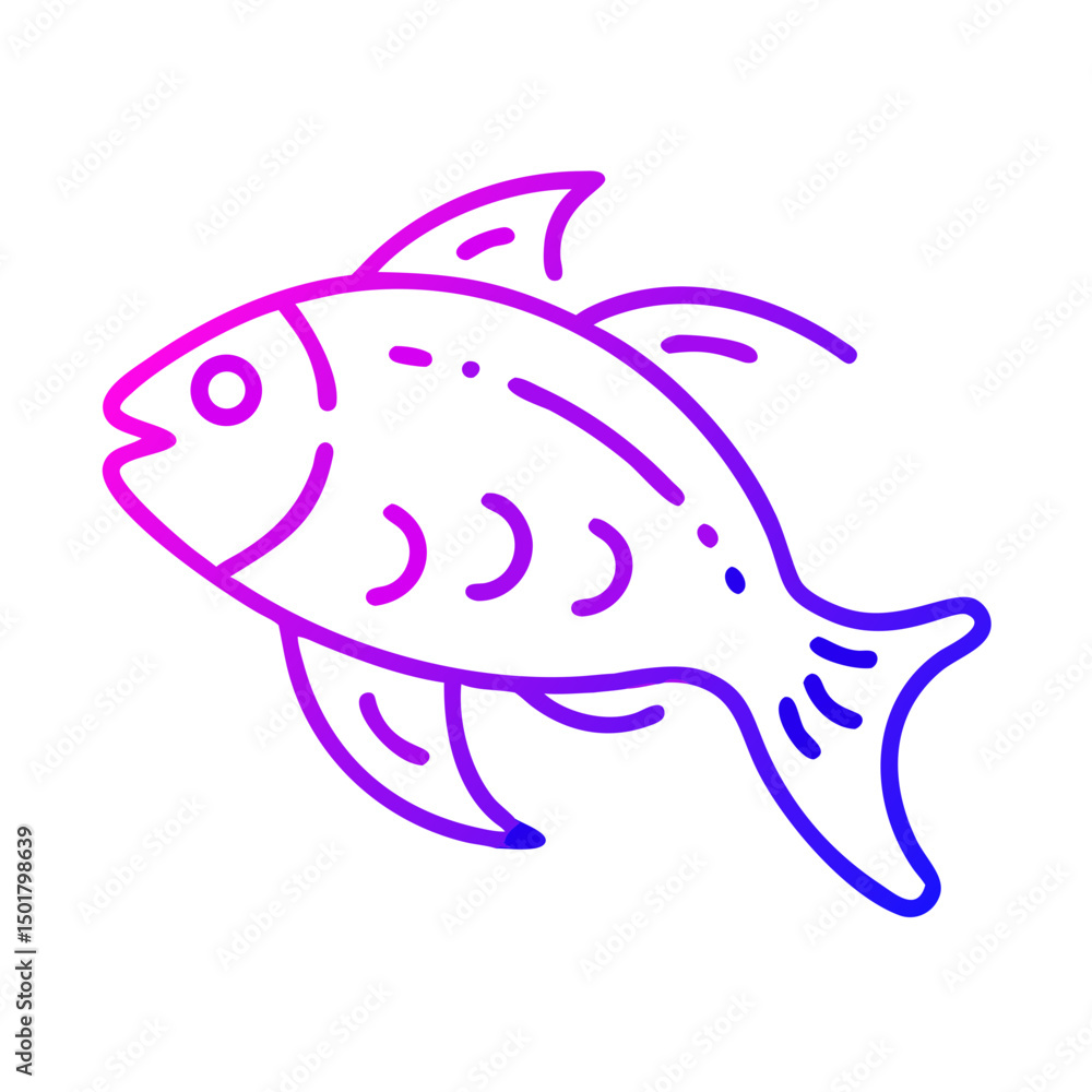 Obraz premium Gradient Outline Fish Vector Art