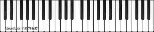 Piano keyboard with black and white keys. Classic piano keyboard with 4 octaves. Grand piano or MIDI keys in top view. Vector