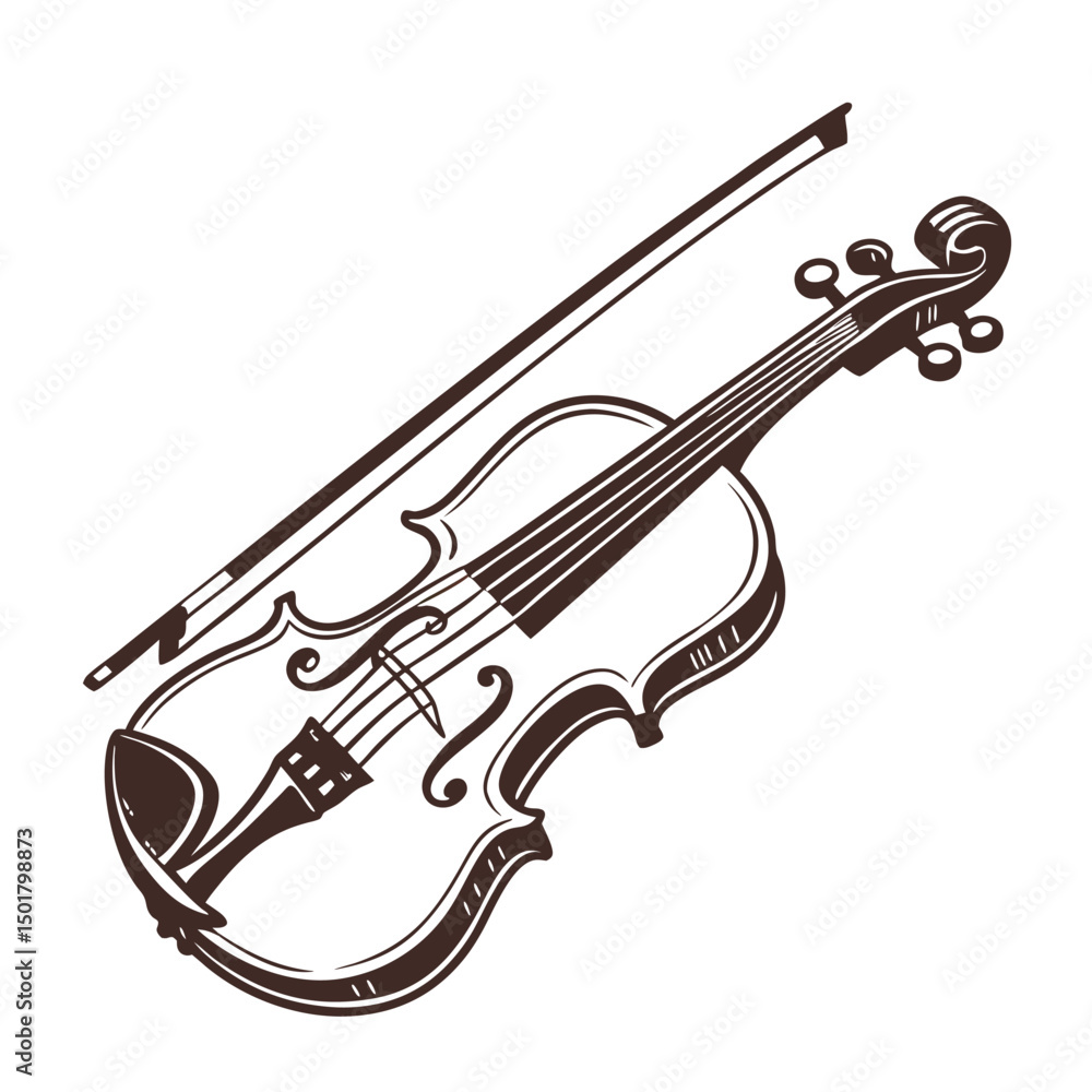 Obraz premium Violin Vector Illustration of Musical Instrument.