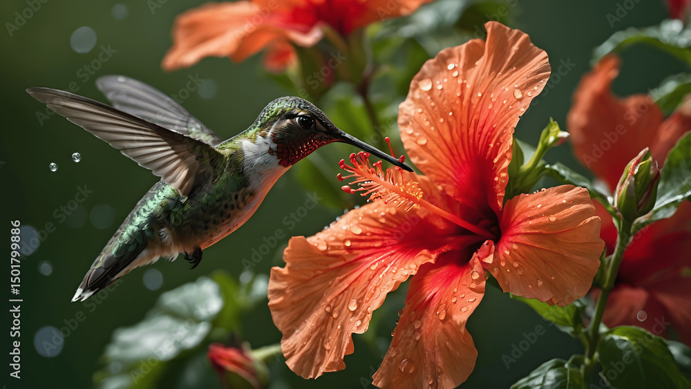 Naklejka premium hummingbird and flower