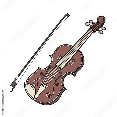 Violin Vector Illustration of Musical Instrument.