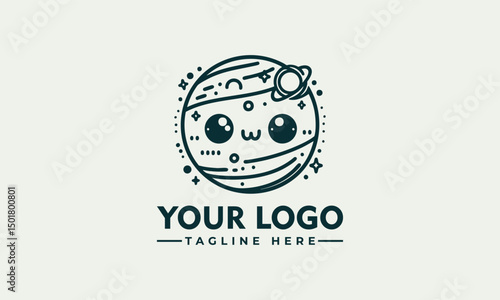 Cute chibi cartoon cat character with sparkling star eyes and adorable expression in kawaii illustration. Character concept
