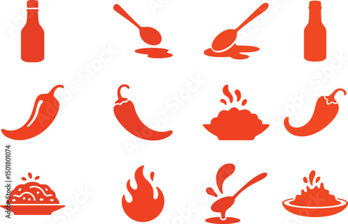 Spicy, Food, Chili, Pepper, Sauce - Hot Cuisine Icons