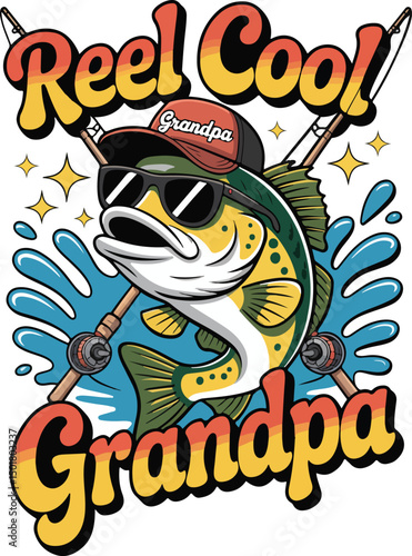 Reel cool grandpa fishing father's day t shirt design