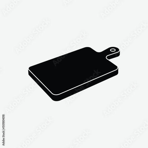 Minimalist Cutting Boards Vector Silhouette – 2D Flat Design Illustration in High Contrast Black on White Background