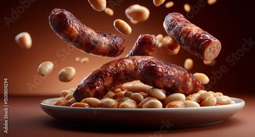 Fototapeta Naklejka Na Ścianę i Meble -  Catalan butifarra amb mongetes. Mediterranean traditional food.  