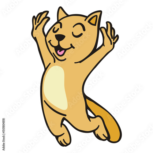 Cat jumping happy flat stroke