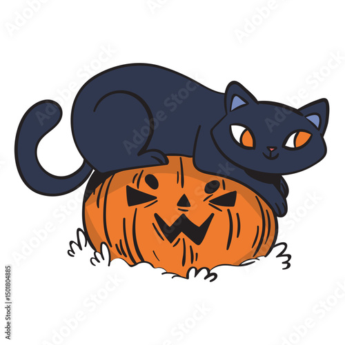Black cat playful cartoon