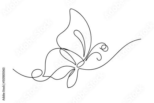Elegant continuous line drawing of a butterfly depicting beauty and grace in art