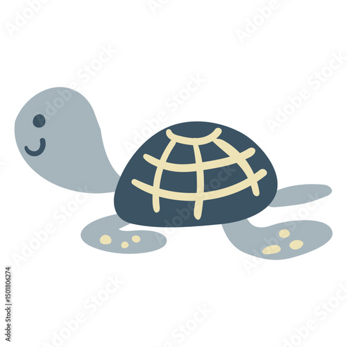 Cute happy turtle flat