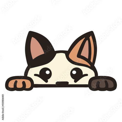 Peekaboo cute cat flat