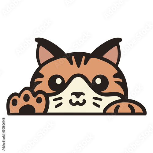 Peekaboo cute orange cat flat