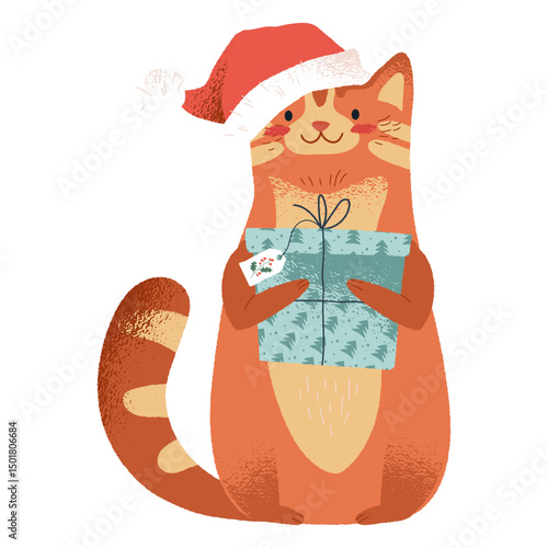Cat wearing christmas elements illustration