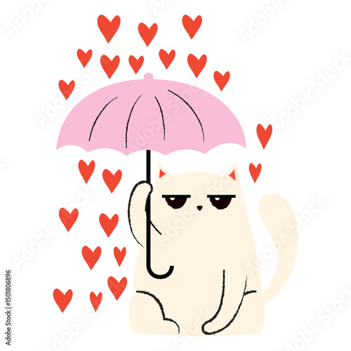 Cat heart rain flat