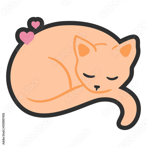 Cute color stroke cat sleeping 