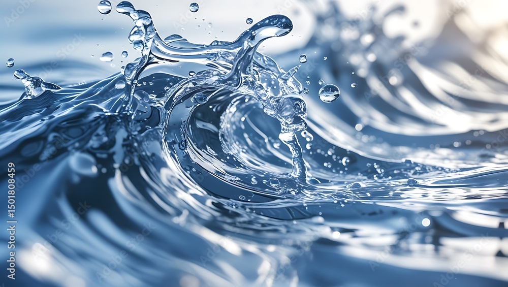 High Resolution Splashing Water Close Up in Motion with Blue Tones High Resolution Splashing Water Close Up in Motion with Blue Tones