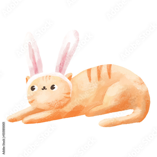 Easter cat cute watercolor animal