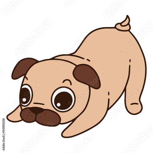 Cartoon pug dog laying down