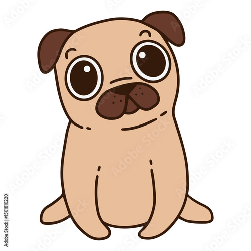Cute pug dog sitting down