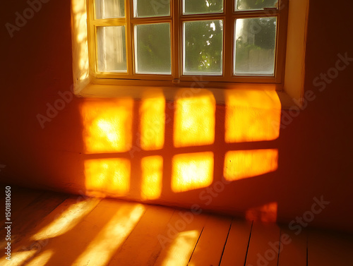 Orange segments highlighted by sunbeams through window 