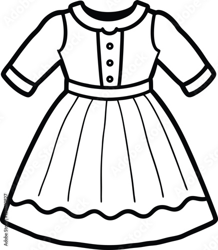 vector illustration of a fashion dress female clothes style dress line art vector on white background