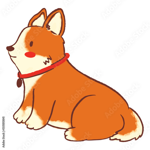 Cute sat corgi dog