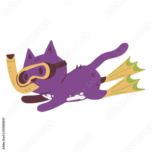 Cat snorkeling character