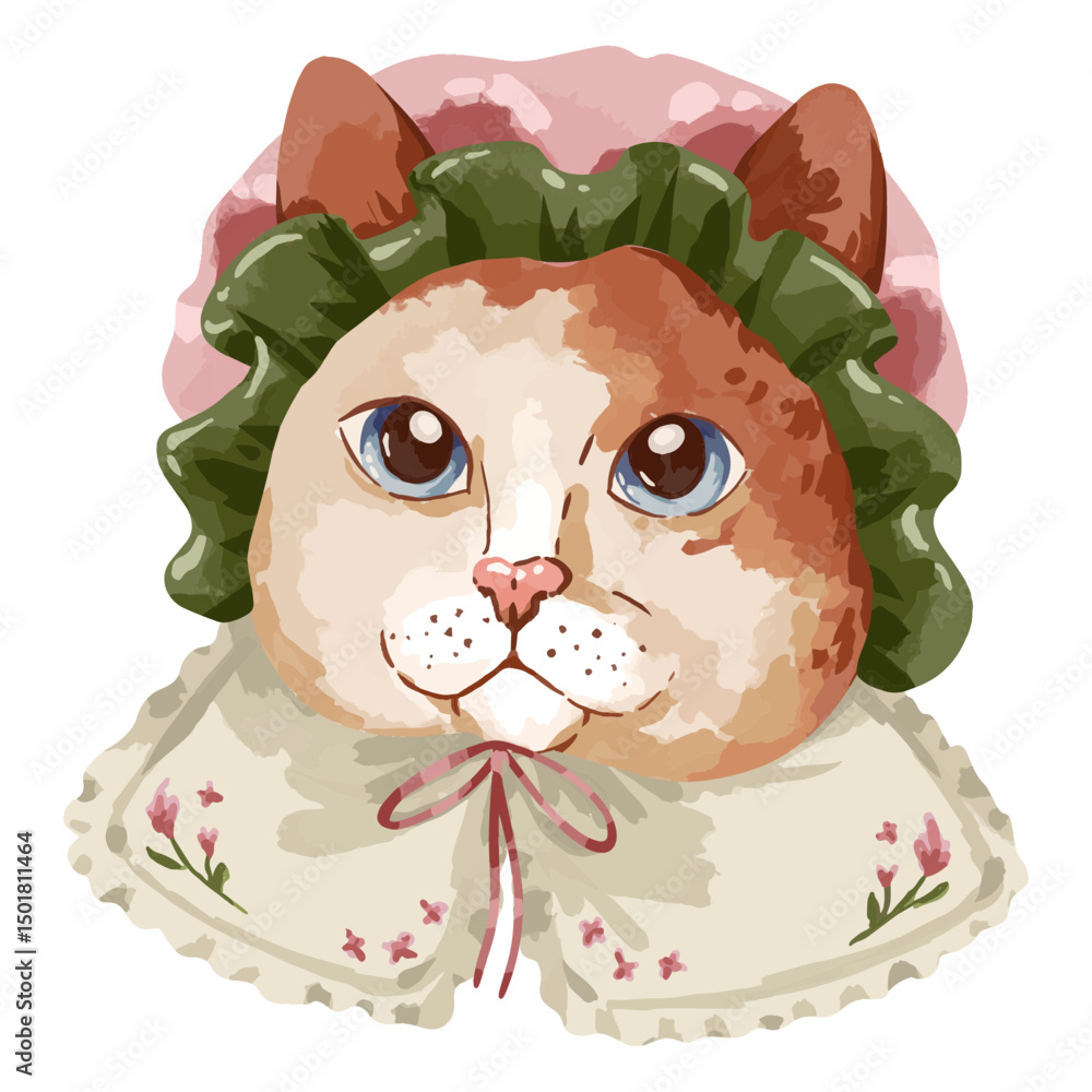 Cat wearing a hat and a collar Cat wearing a hat and a collar