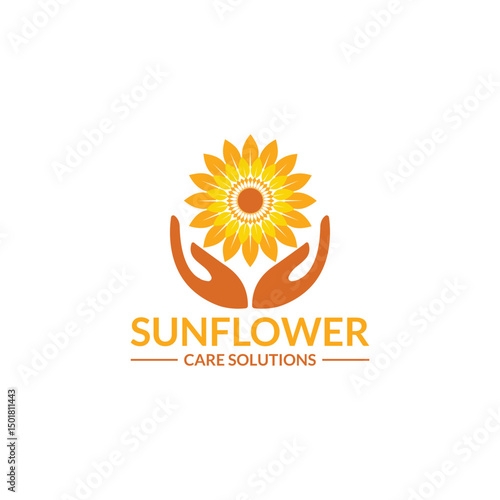 Bright sunflower logo with vibrant yellow petals, symbolizing positivity and growth. Ideal for brands wanting a cheerful, natural, and fresh identity that stands out.

